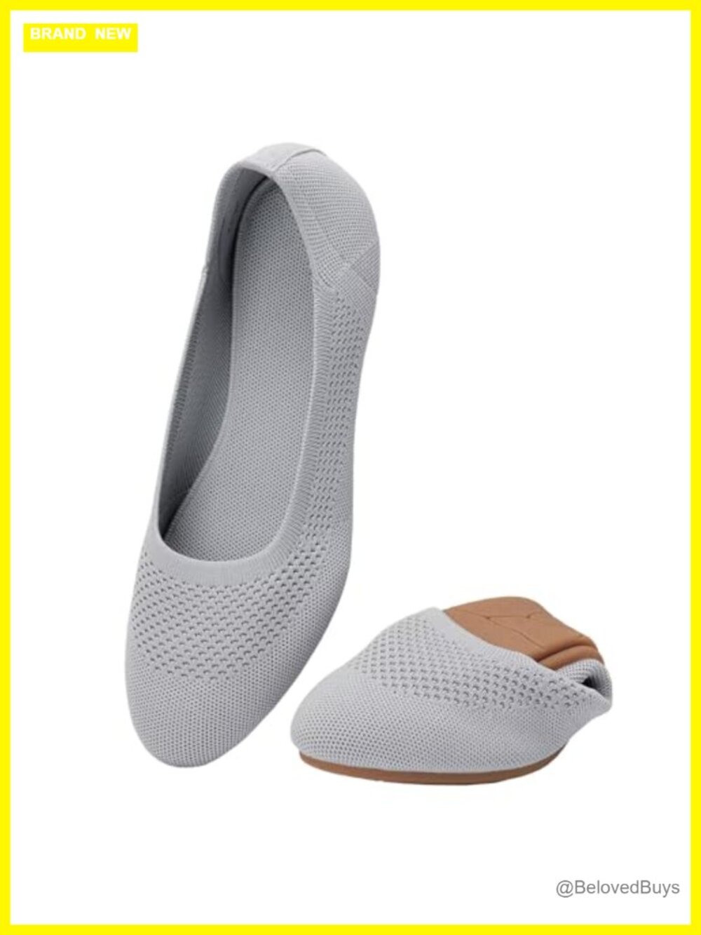 Women's Ballet Flats Breathable Knit Slip On Walking Shoes Memory Foam